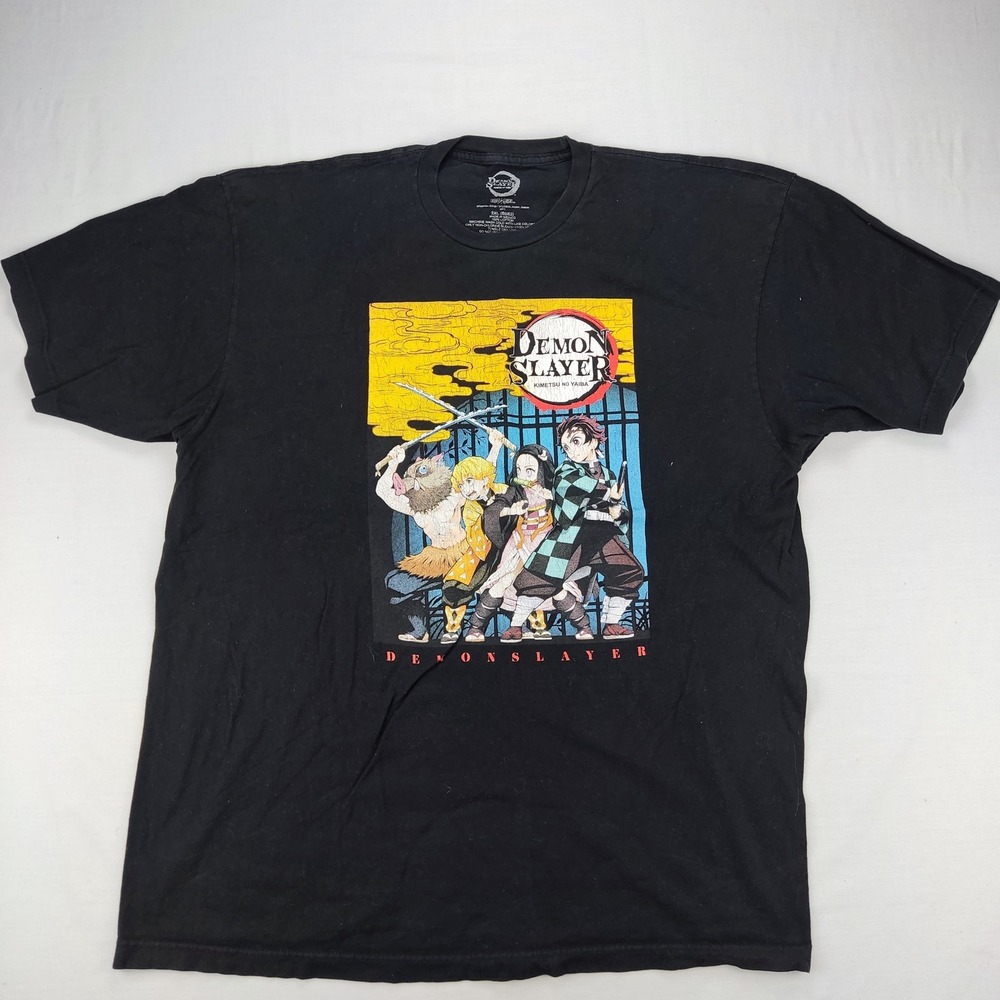 Demon Slayer T-Shirt Mens 2XL Black Kimetsu no Yaiba Graphic Anime Short Sleeve